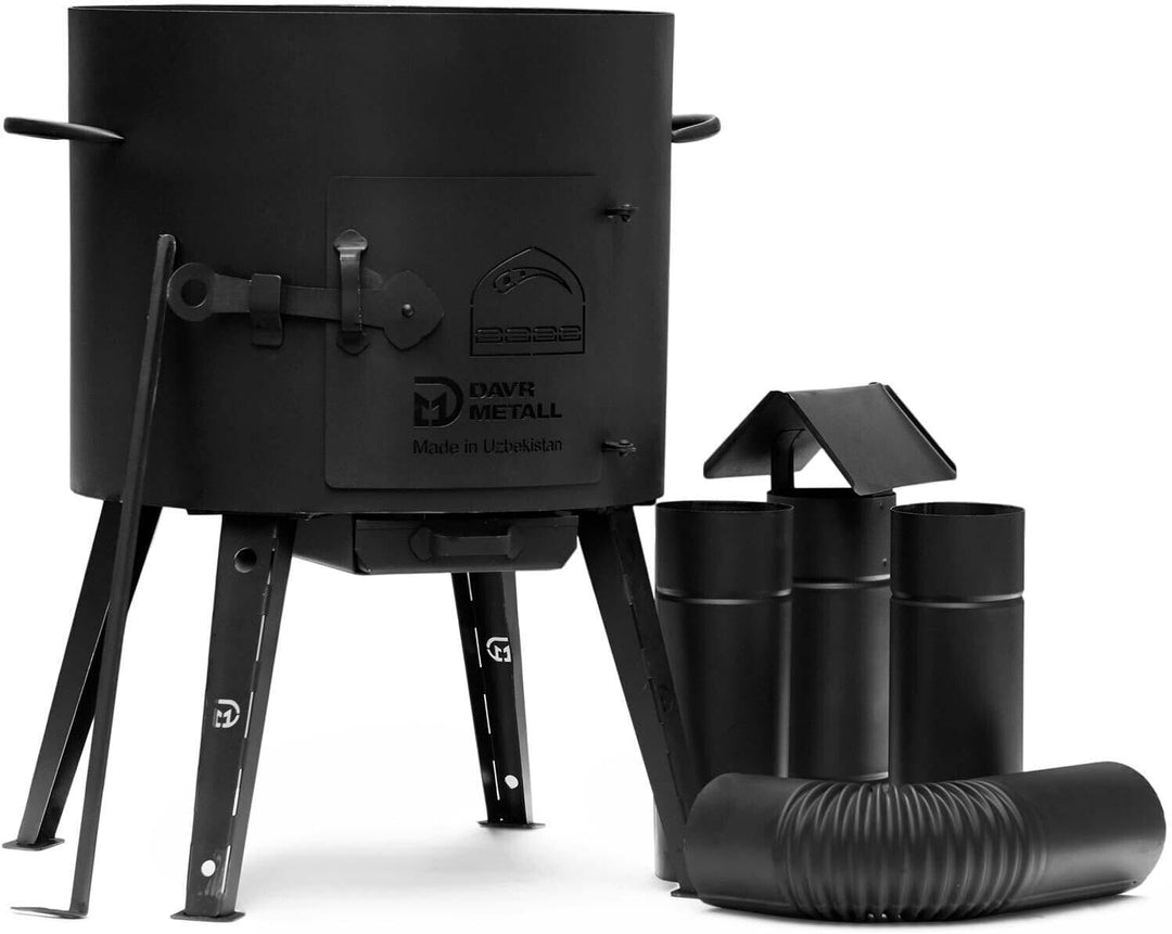 Ø49cm Uchag 2mm stahl Utschak mit Adapter-Ringe Rohr 22L Kazan rund Kasan Utschag Feldküche Feuerste