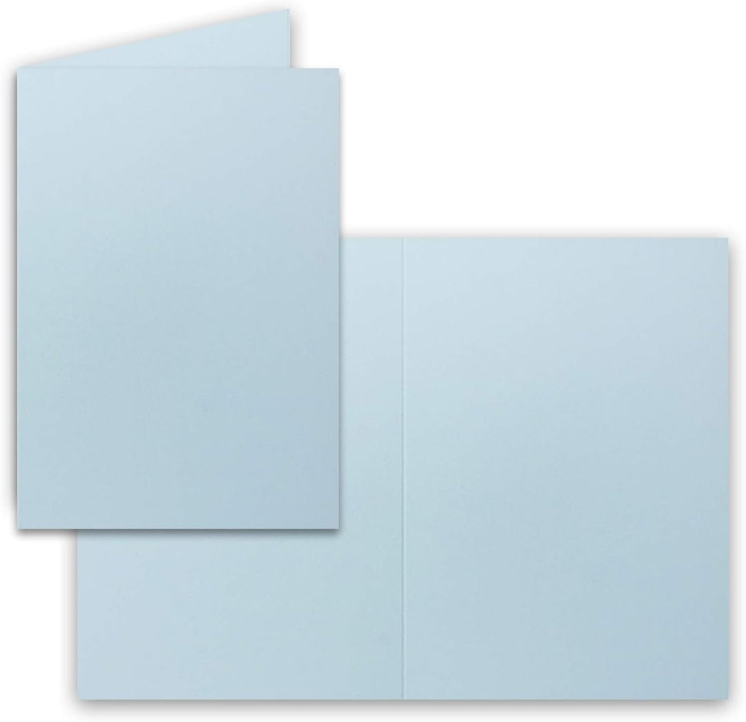 1000 Faltkarten B6 - Hell-Blau - Blanko Doppel-Karten - 12 x 17 cm - sehr formstabil - für Drucker g