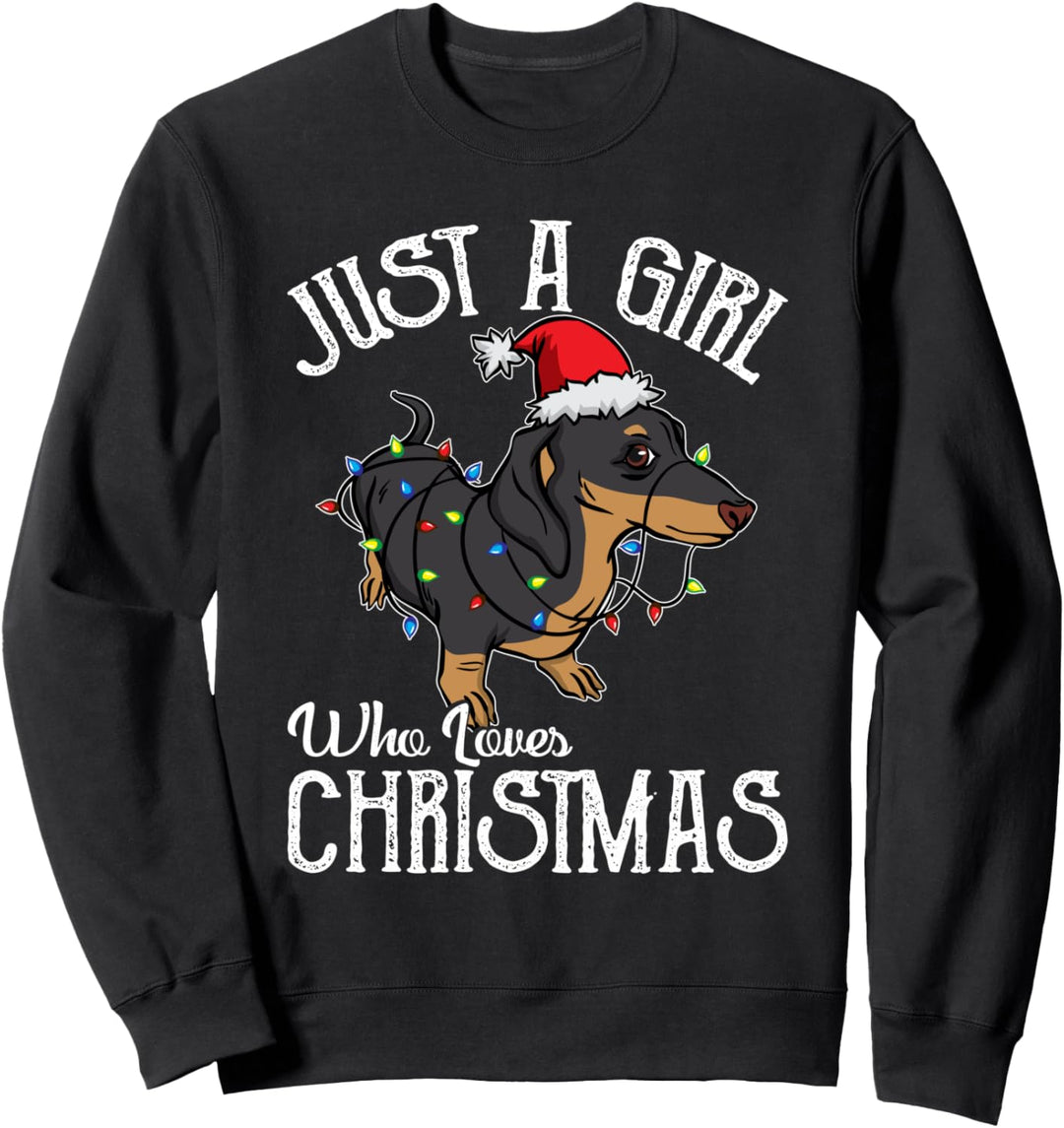 Dachshund Santa | Girl Who Loves Christmas Wiener Dog Sweatshirt