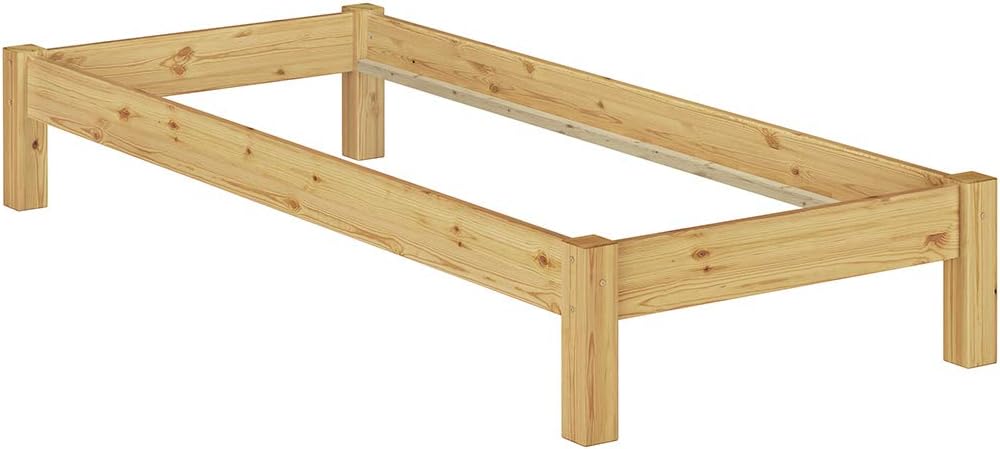 Erst-Holz® Einzelbett Kiefer Natur 80x200 Massivholzbett Futonbett Jugendbett Rollrost 60.35-08