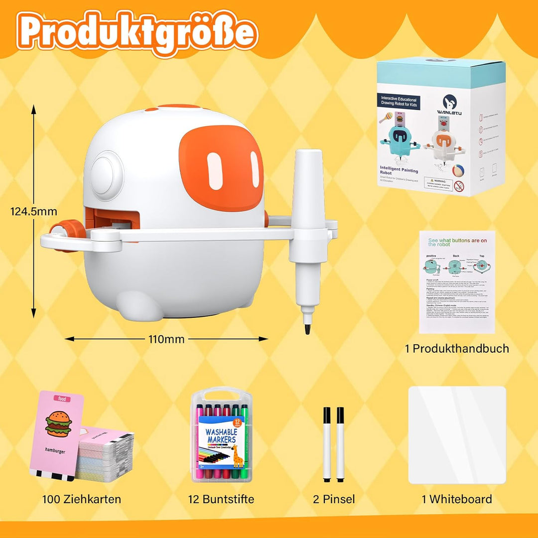 Roboter Kinder, Zeichenroboter für Kinder mit Sprachfunktion - 100 Karten und Stiften für Kinder Ab