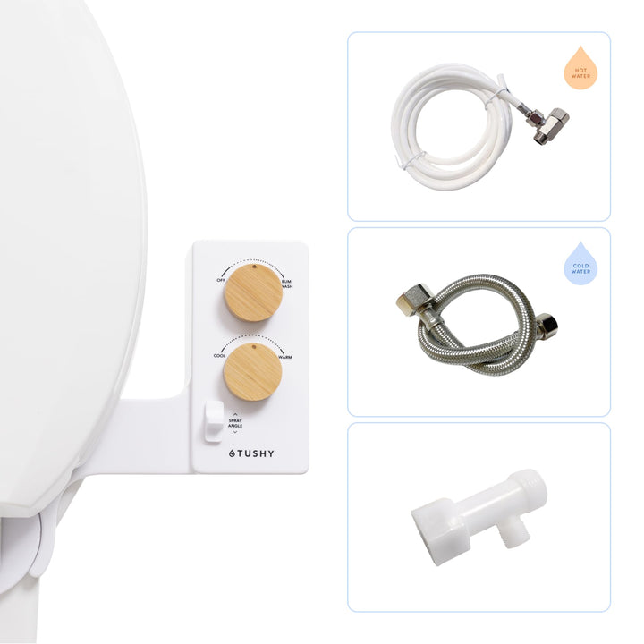 Tushy 3.0 Warmwasser-Bidet-Aufsatz | Selbstreinigender Frischwassersprüher + verstellbare Druckdüse,