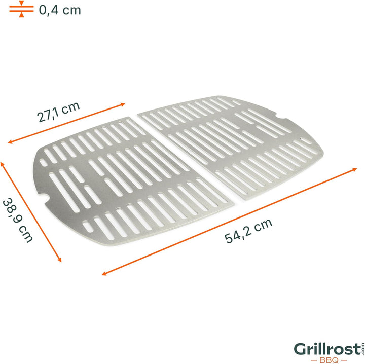 Edelstahl INOX Grillroste für die Weber Q200/2000 Baureihe | spülmaschinenfest - Set aus 2 Hälften G