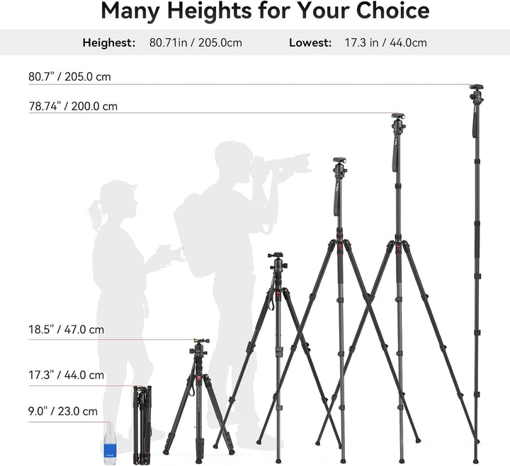 78"/200cm Kamerastativ, SMALLRIG Tripod Einbeinstativ mit 36mm 360 Panorama Kugelkopf, Professionell