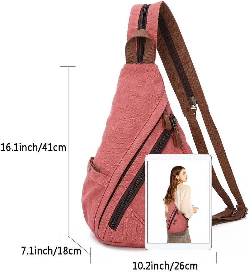 KL928 Canvas Sling Bag Rucksack Damen und Herren – Schulterrucksack Umhängetasche Crossbag Verstellb