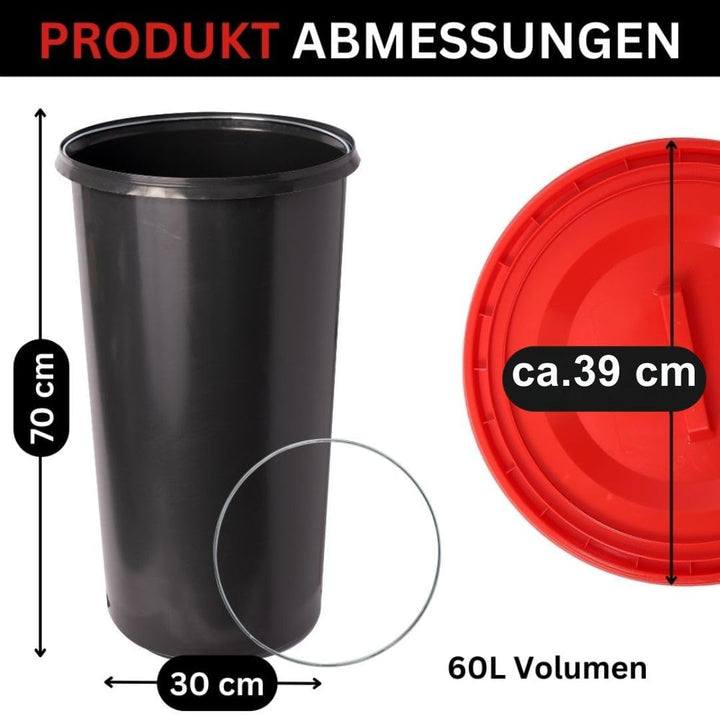 Topanbieter999 60 Liter Mülleimer Sack-Ständer Gelber Sack Eimer Müllsackständer mit rotem Deckel -