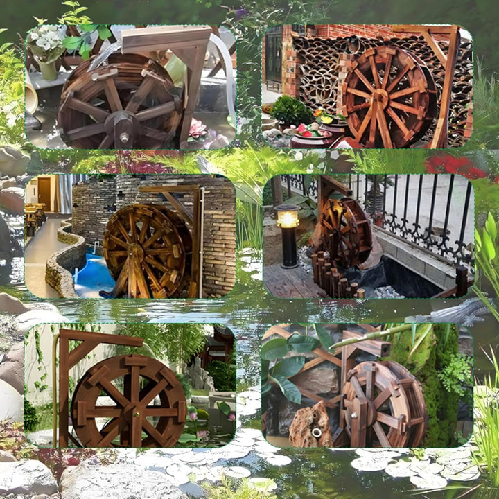 Holz Wasserrad Wasserspiel Springbrunnen Garten-Deko,Wassermühle Gartendekoration Wasserbrunnen Frei