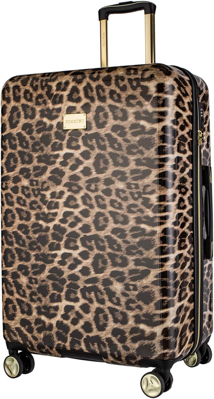 Koffer Reisekoffer Hartschalen Trolly Puccini® Beverly Hills (Leopard Beige 6, Set: Gross + Mittelgr
