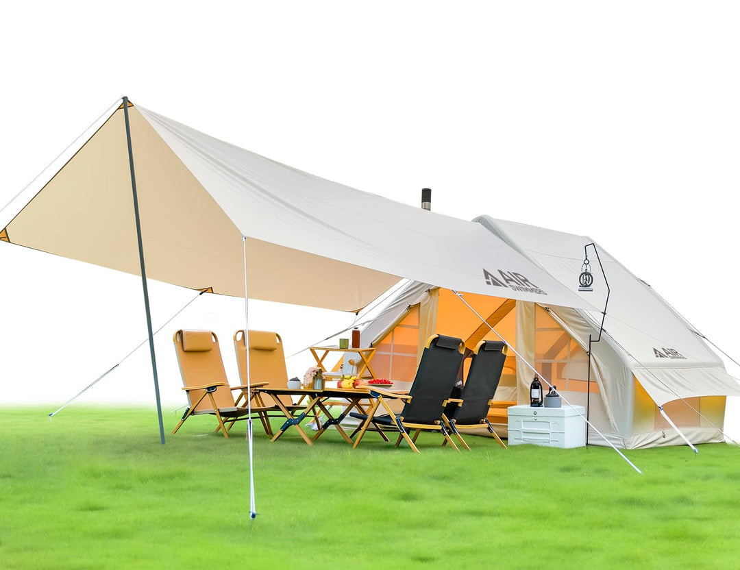 Aufblasbares Zelt 2-10 Personen, Inflatable Tent mit Rauchabzug, Camping Zelt Aufblasbar- 5 Minuten