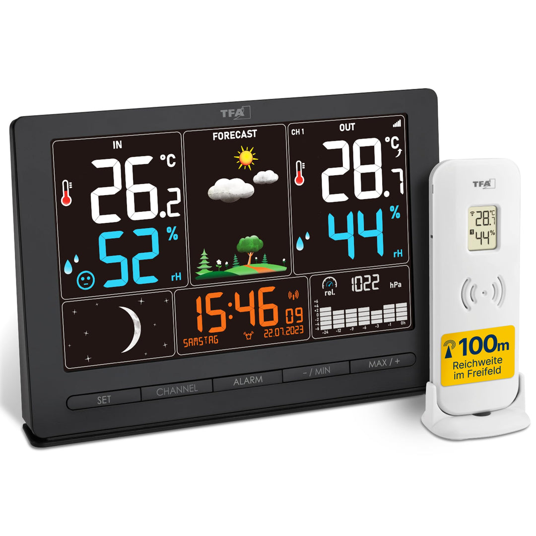 TFA Dostmann Funk-Wetterstation Season 2, 35.1118, mit Aussensender, Wettervorhersage, Farbdisplay,