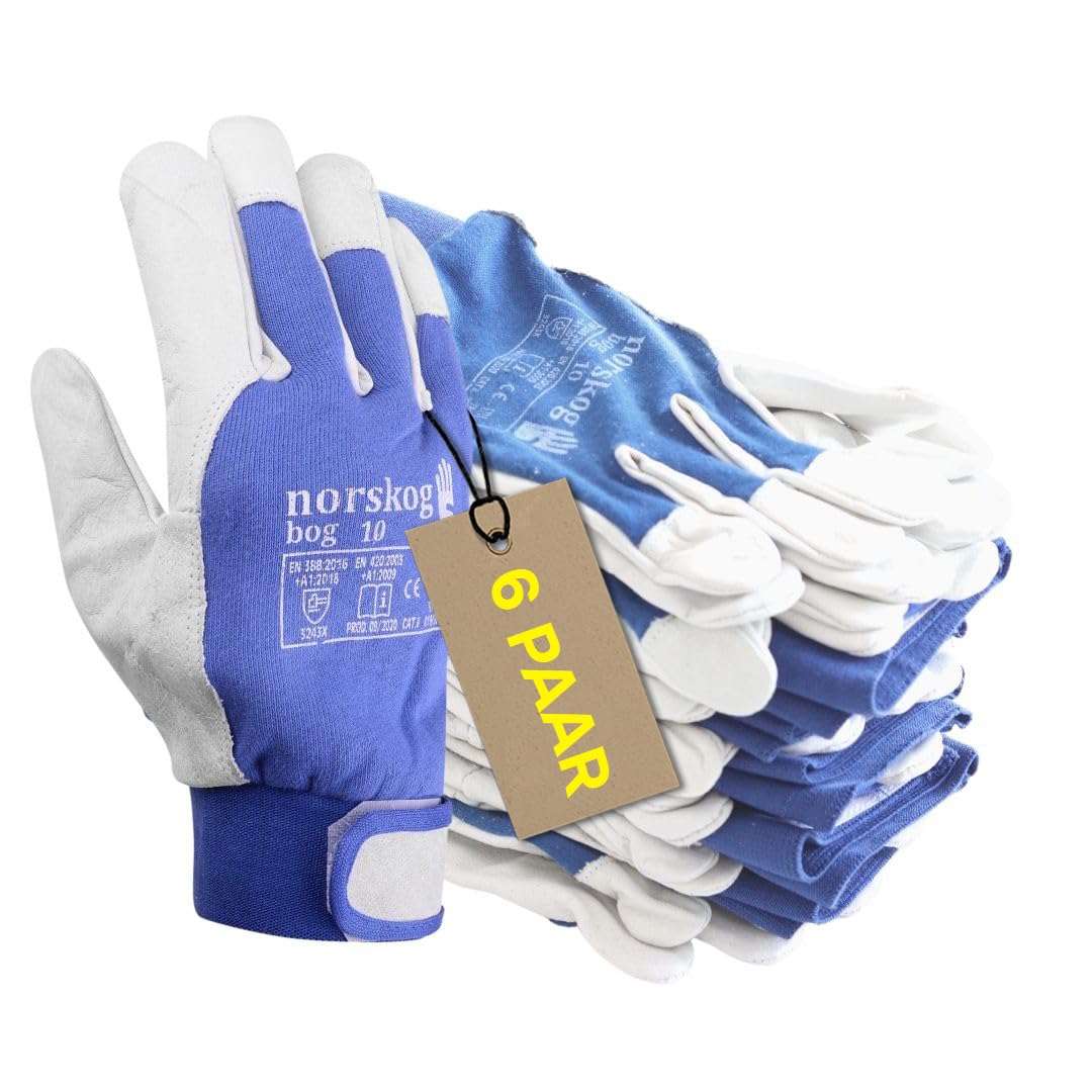 norskog BOG - 6 Paar - Leder Handschuhe Arbeitshandschuhe Ziegenleder; für LKW-Fahrer, Lagerhaus, Ga