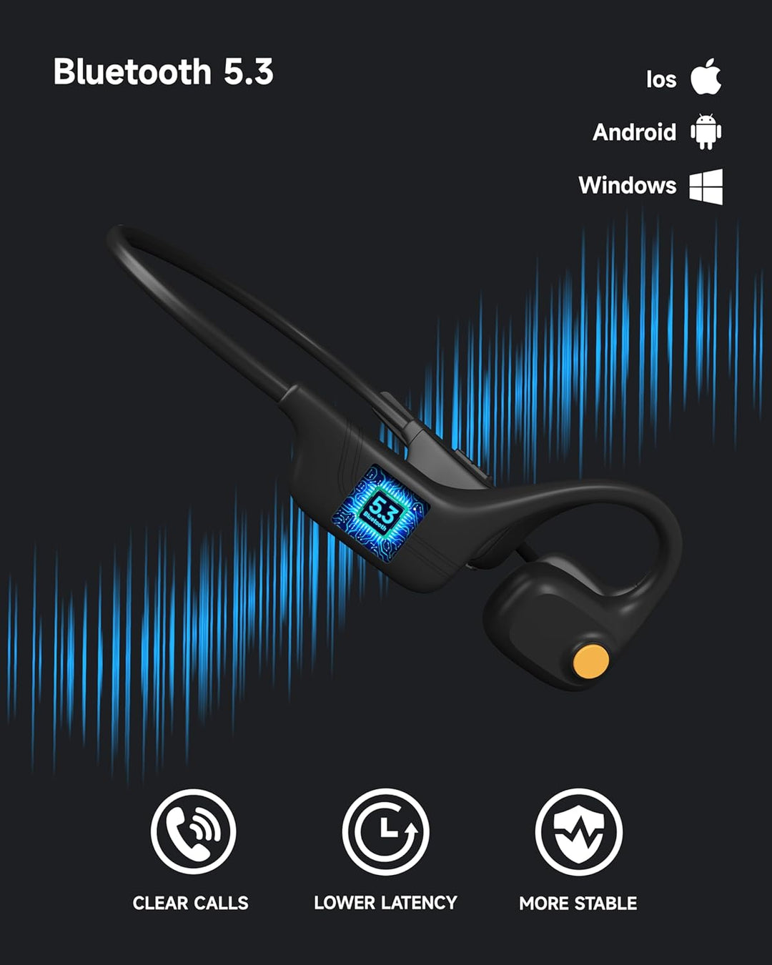 LOBKIN Kopfhörer Bluetooth Headset mit Mikrofon, Open Ear Kopfhörer Bluetooth 5.3 Luftleitungskopfhö