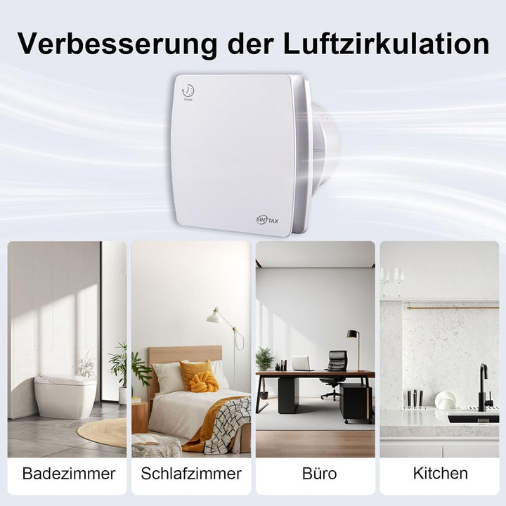 Badlüfter Fan 100mm Durchmesser,Badlüfter mit Nachlauf Wandmontage Lüftung Badezimmer Ventilator,IPX