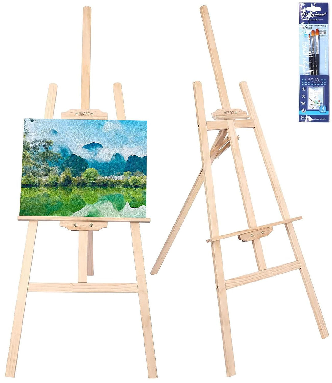 Zawaer Staffelei 150CM Aus Vollholz - Gross Klappbar Und Höhenverstellbar - Bild Ständer für Kunst,