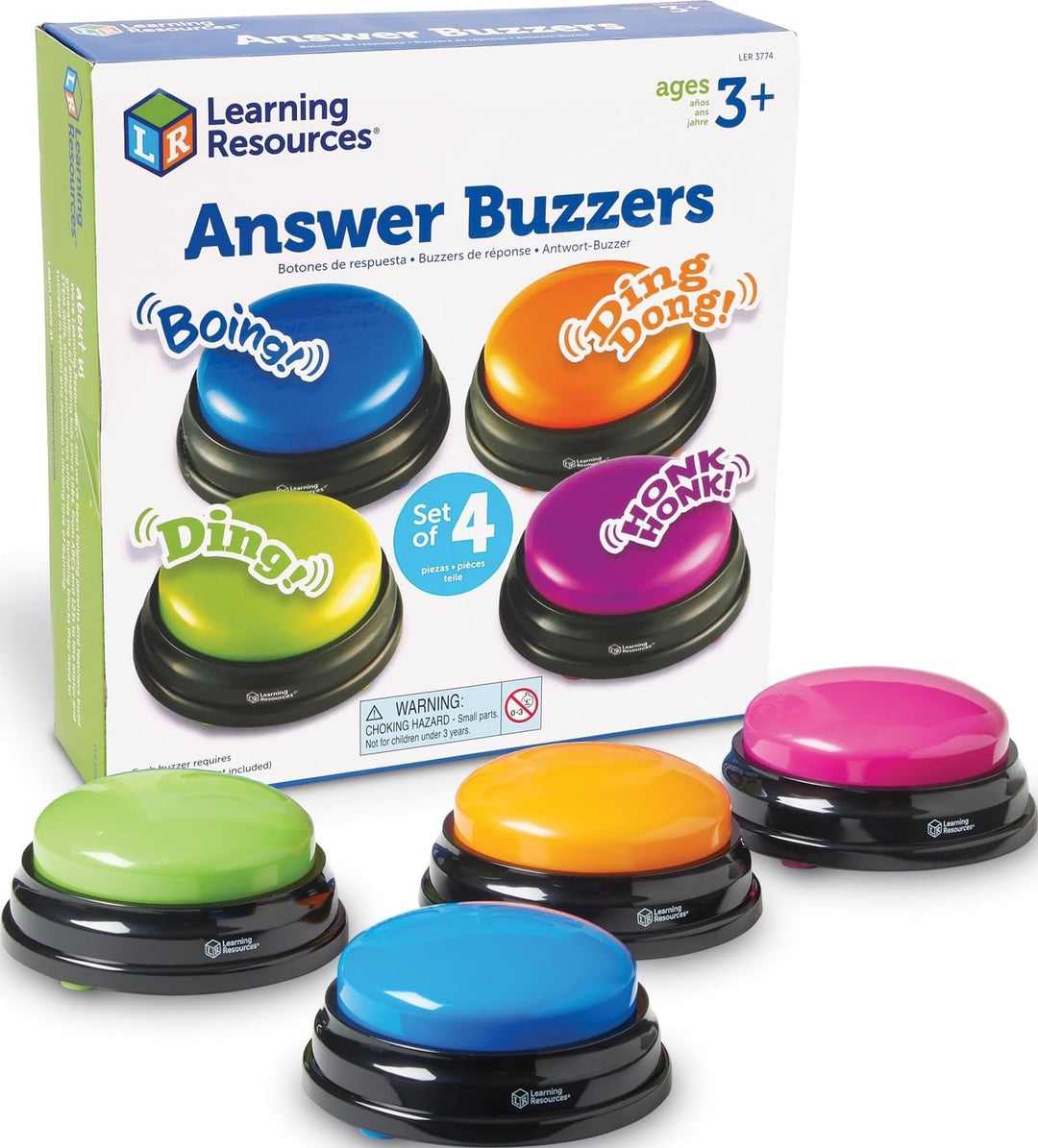 Learning Resources Original Antwort-Buzzer (4 Stück), 19.6 x 19.6 x 5.1 cm, Sortiert Satz von 4, Sat