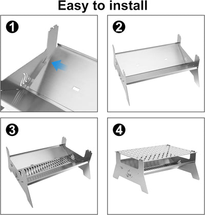 Onlyfire Tischgrill,mobiler Holzkohle-Grill, Grill-Grillrostsystem aus Edelstahl mit Tragetasche und