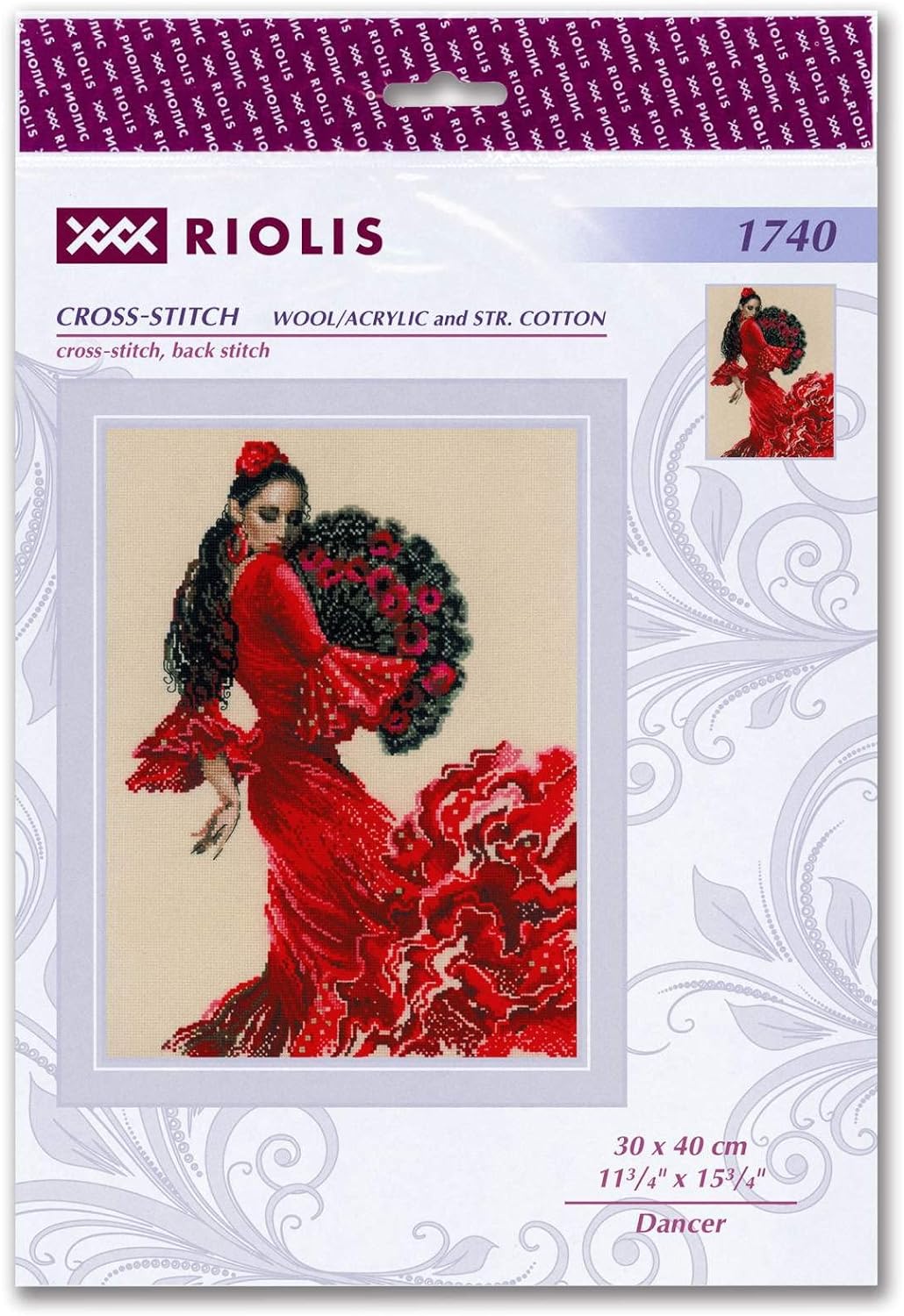 Riolis Tänzerin Kreuzstich-Set, Baumwolle, Mehrfarbig, 30 x 40 cm