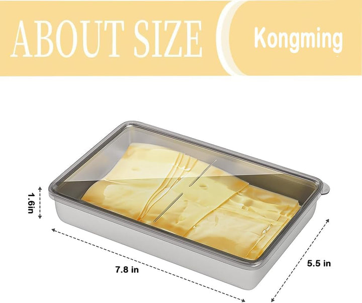 Kongming 4 Stück Edelstahl Aufschnittboxen für Kühlschrank Wurst Aufbewahrung Vorratsdosen mit Decke