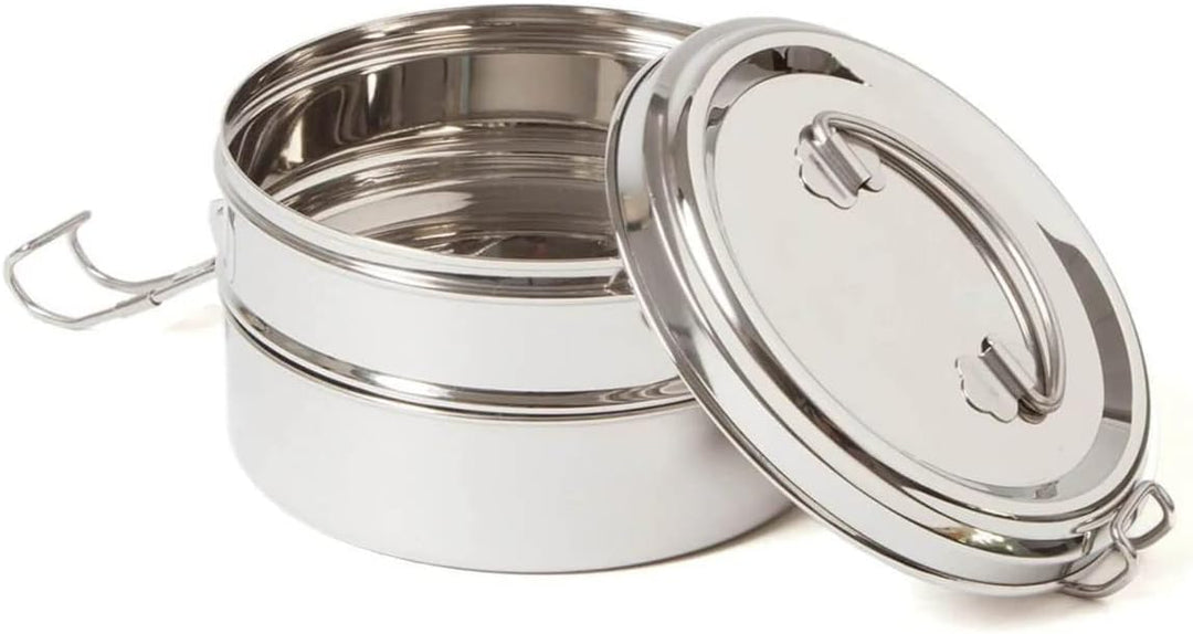 ECO Brotbox | Tiffin Double XL | runde Lunchbox aus Edelstahl mit 2 Lagen | 1400 ml