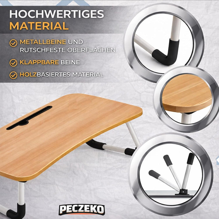Laptoptisch Klappbar – Laptopständer mit Tablet-Halter, Frühstückstablett aus Holz, Tisch für Sofa u