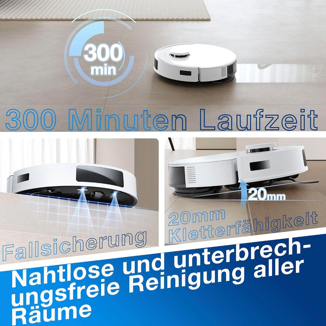 ECOVACS DEEBOT N20 PRO Plus Saugroboter mit Wischfunktion, Automatischer Entleerung Station, 8000Pa