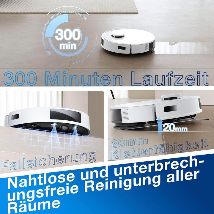 ECOVACS DEEBOT N20 PRO Plus Saugroboter mit Wischfunktion, Automatischer Entleerung Station, 8000Pa