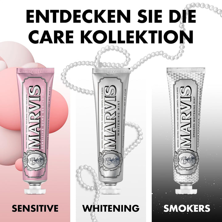 Marvis Whitening Mint Zahnpasta, 3 × 85 ml, Whitening Zahnpasta fördert eine natürliche Zahnaufhellu