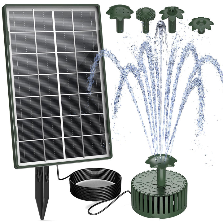 AISITIN Solar Springbrunnen für Aussen, 3,5W Dunkelgrün Solar Fontäne Pumpe mit Verschiedene Sprüh E