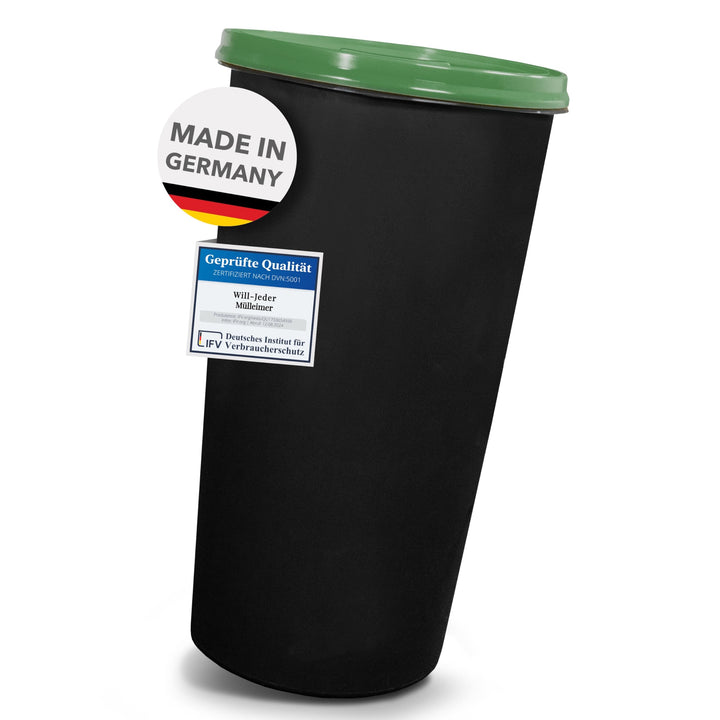 Mülleimer 60l mit geruchsdichtem Deckel (Grün), Gelber Sack Ständer, Made in Germany, Müllsackstände