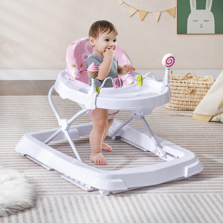 COSTWAY Lauflernhilfe Baby klappbar, Lauflernwagen 3-stufig höhenverstellbar mit Rädern, Spielzugen,