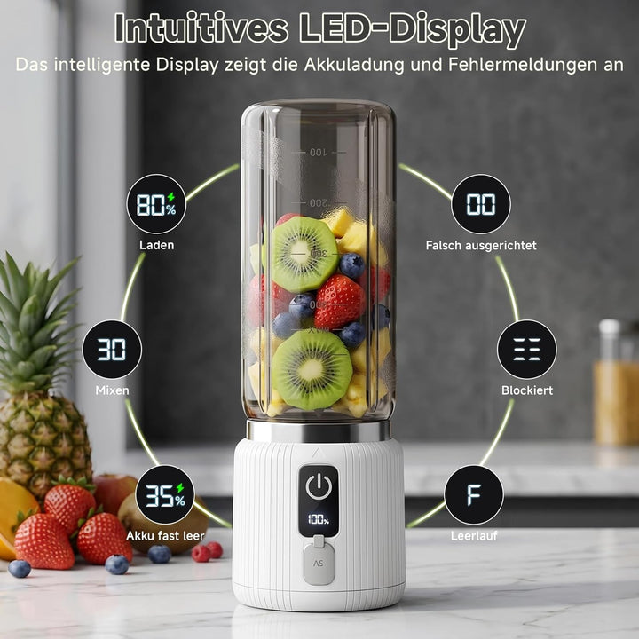 COKUNST Tragbarer Mixer, kleiner Smoothie & Shake Maker mit 8 Klingen, Mini Personal Blender mit LED