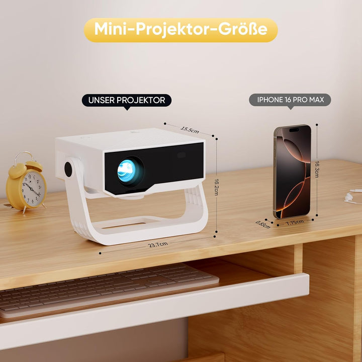 2025 Neuer Smart Beamer 4K Unterstützung, Android 11, Full HD 1080P, 25000 Lumens, WiFi 6 & BT 5.2,