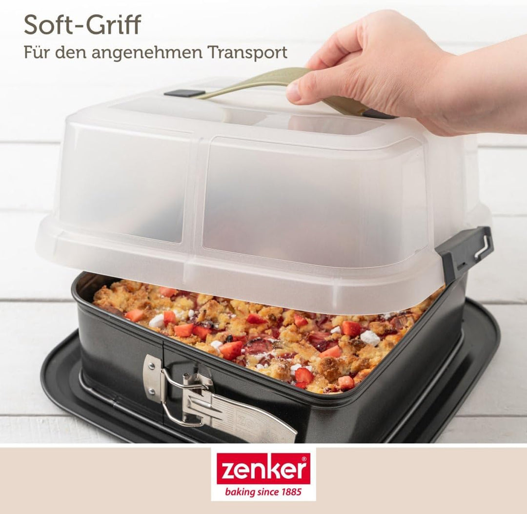 Zenker Bake, Click & Go Quadratische Haube – 30 x 30 x 11,5 cm – Passender Deckel für Kuchenformen z