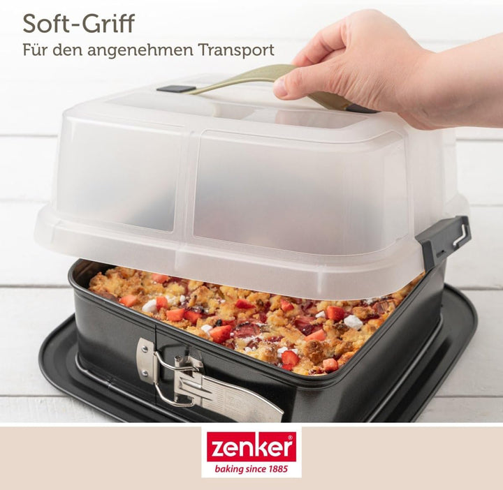 Zenker Bake, Click & Go Quadratische Haube – 30 x 30 x 11,5 cm – Passender Deckel für Kuchenformen z
