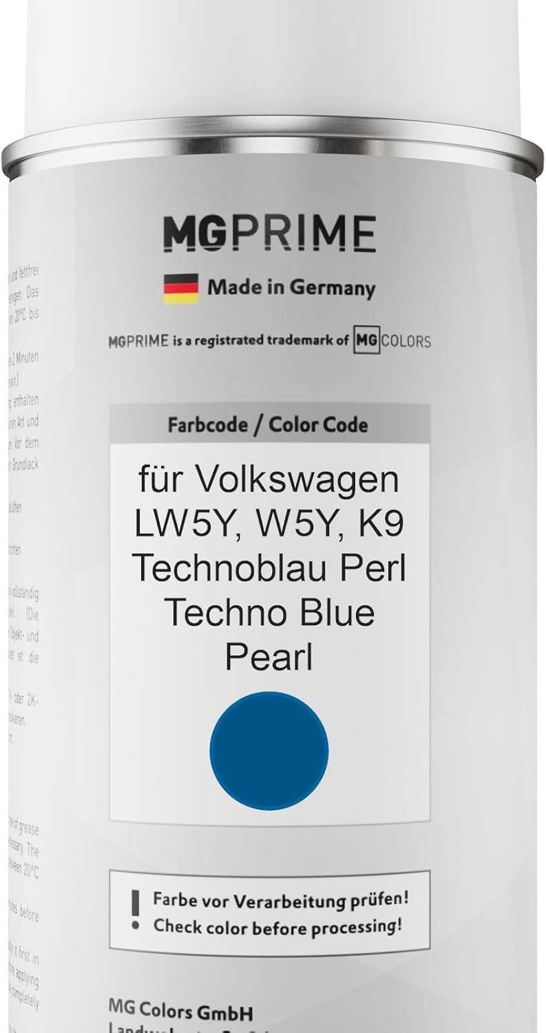 MG PRIME Autolack Sprühdosen Set für Volkswagen VW LW5Y / W5Y / K9 Technoblau Perl/Techno Blue Pearl