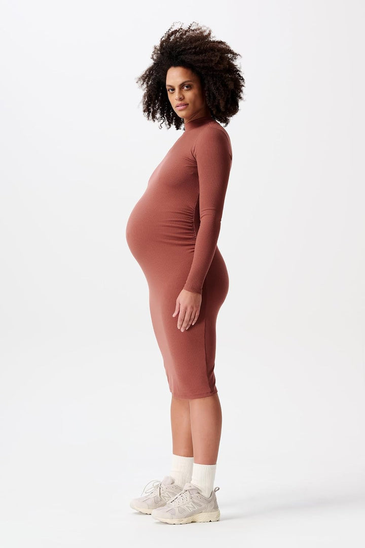Noppies Damen Aima Rib Dress Ls Kleid S Sienna, S Sienna