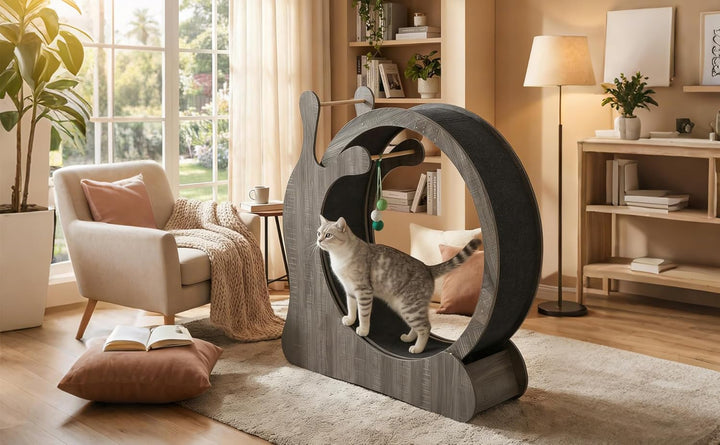 Katzenlaufrad XXL, 95cm Leise Katzen-Laufrad Mit Kratzbrett Und Spielbälle, Katzenrad-Trainingsgerät