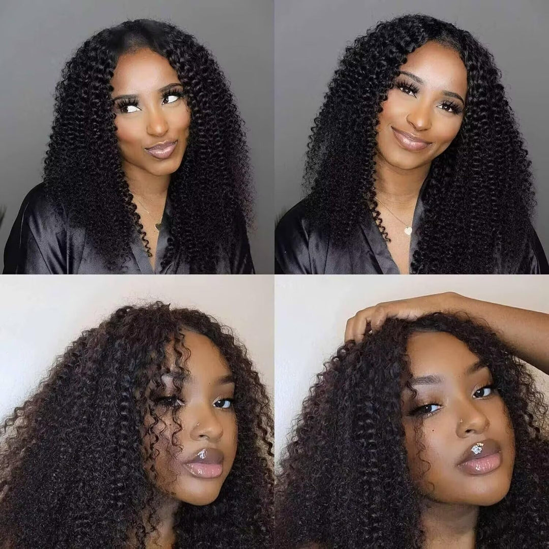 Echthaar Perücke 180% Density Real Hair Wig Human Hair Wigs For Women V Part Real Lockiges Menschlic