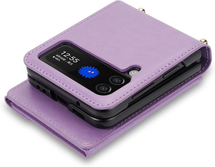 UDBKKDX Handyhülle für Samsung Galaxy Z Flip 5, Schutzhülle Mattes Leder mit Standfunktion hülle Kam