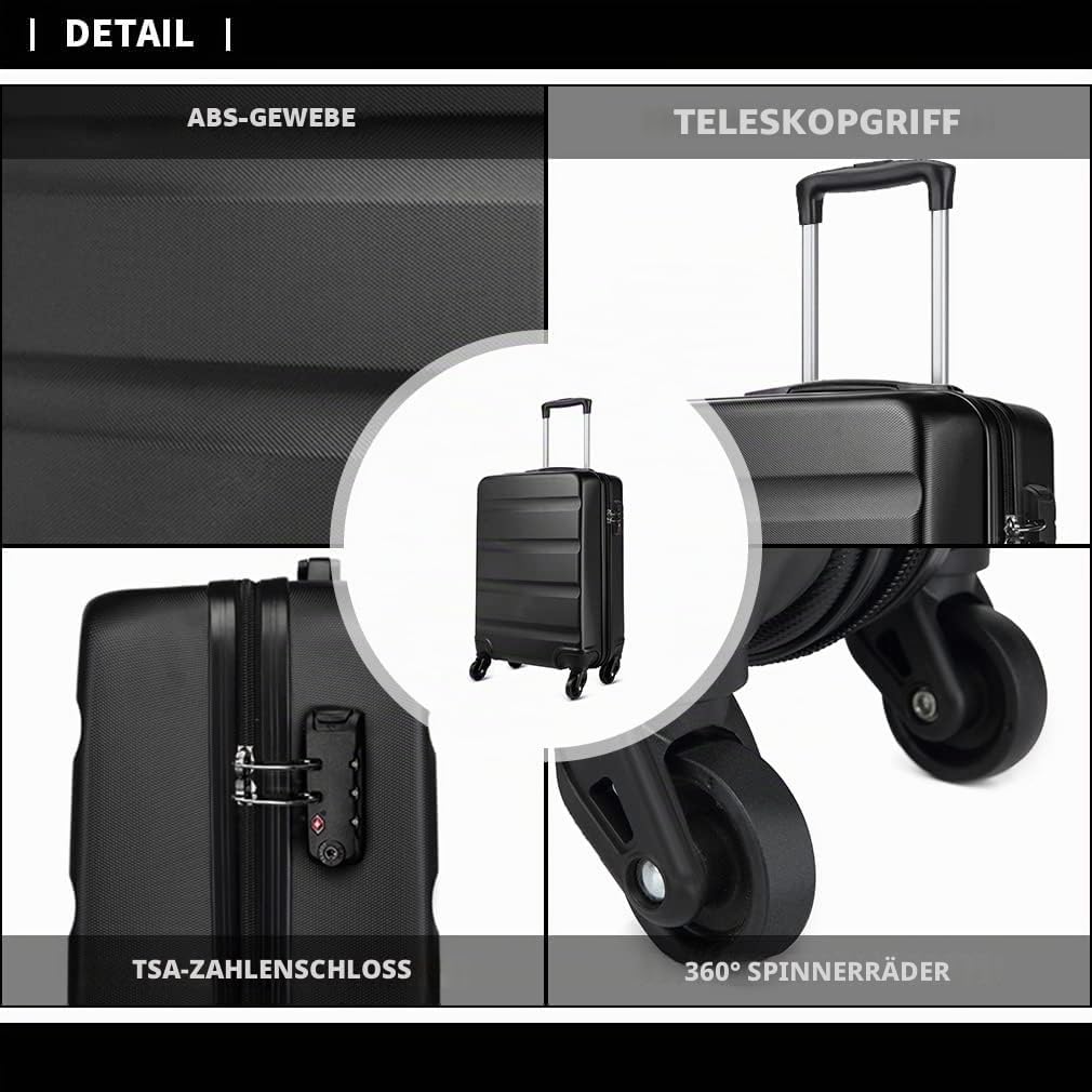 KONO Handgepäck Koffer Leicht Reisekoffer mit Rollen und TSA Schloss, Klein Koffer Trolley Handgepäc