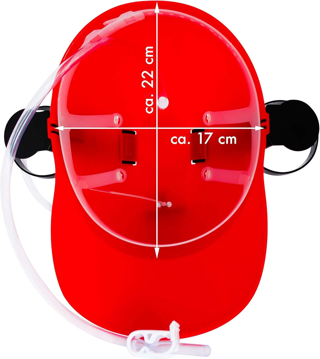 Trinkhelm 2 Dosen oder Flaschen - Rot ca. 27 x 18 x 13 cm - Bierhelm Getränkespender für Partys und