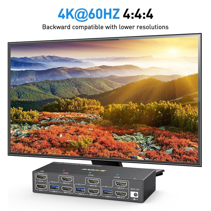 KVM Switch 2 Monitore 3 PC HDMI, KCEVE 4K@60Hz Dual Monitor USB 3.0 KVM Umschalter mit EDID Emulator