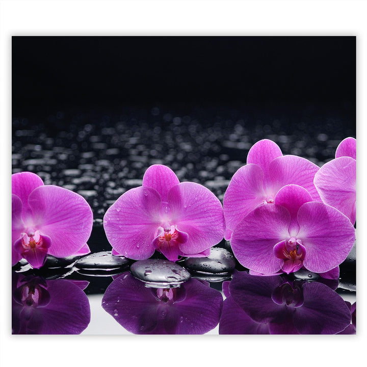 SmartDecoration Herdabdeckplatte Ceranfeldabdeckung aus Glas 60x52 cm Einteilig Motiv "Blumen" Viole