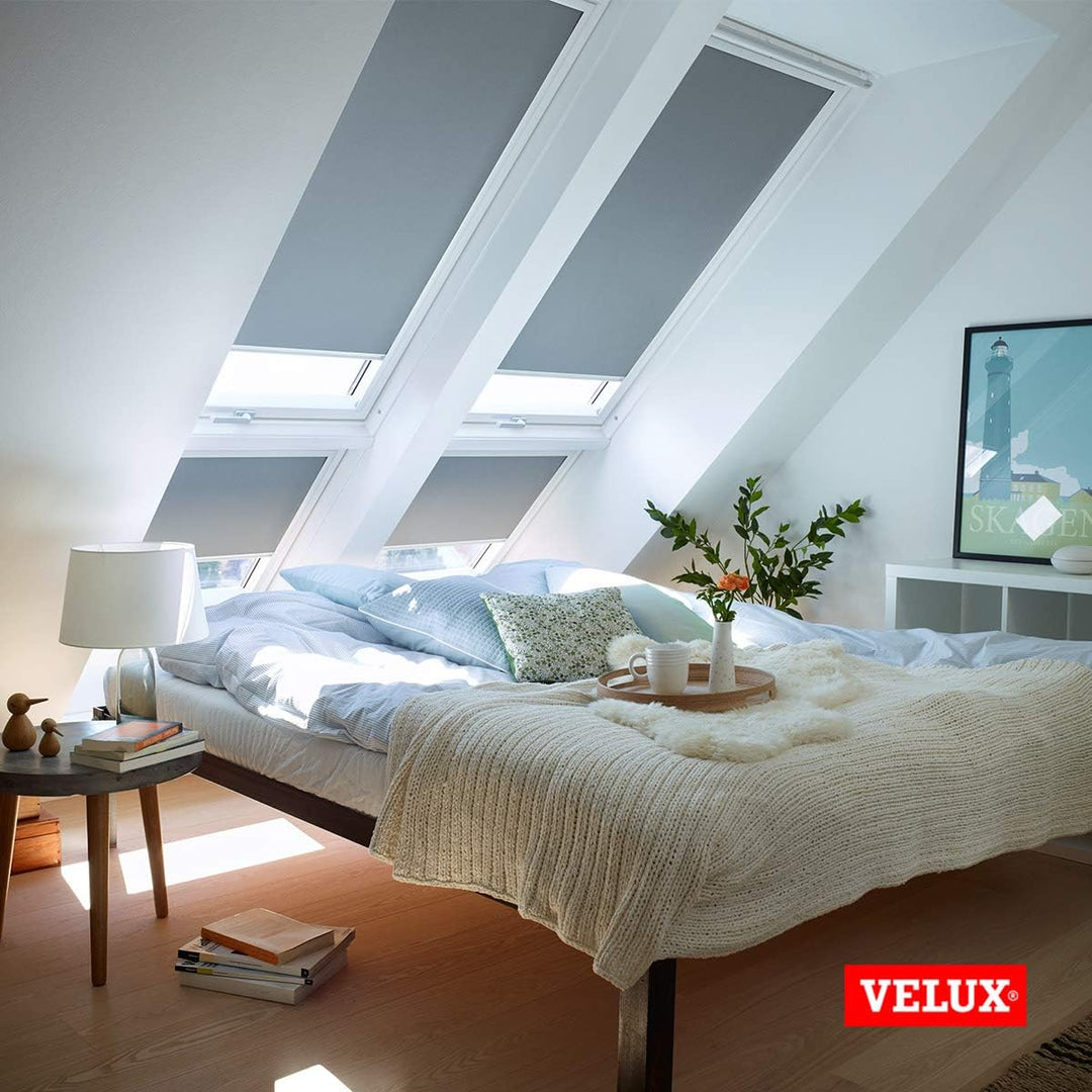 VELUX Original Dachfenster Verdunkelungsrollo für CK06, Sandbeige Gepunktet, mit Weisser Führungssch