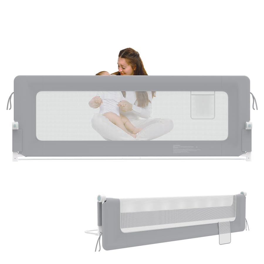 AufuN Bettgitter Bettschuztgitter Portable 200cm, Faltbar Kinderbettgitter für Kinder Babybettgitter
