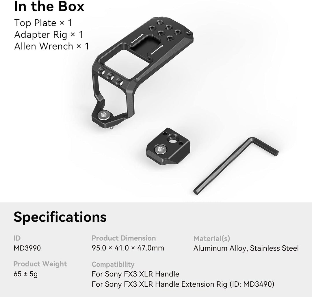 SMALLRIG FX3 XLR Griffplatte Handle Top Plate für Sony FX3 / FX30 XLR-Einheit - MD3990