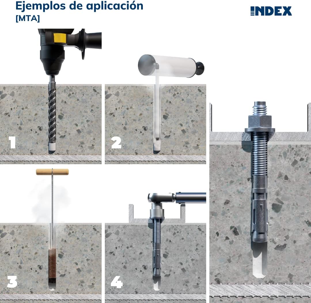 INDEX Fixing Systems 50 Stück Verankerungen für hohe Lasten, verzinkt, M10 x 170 mm, Durchmesser 10