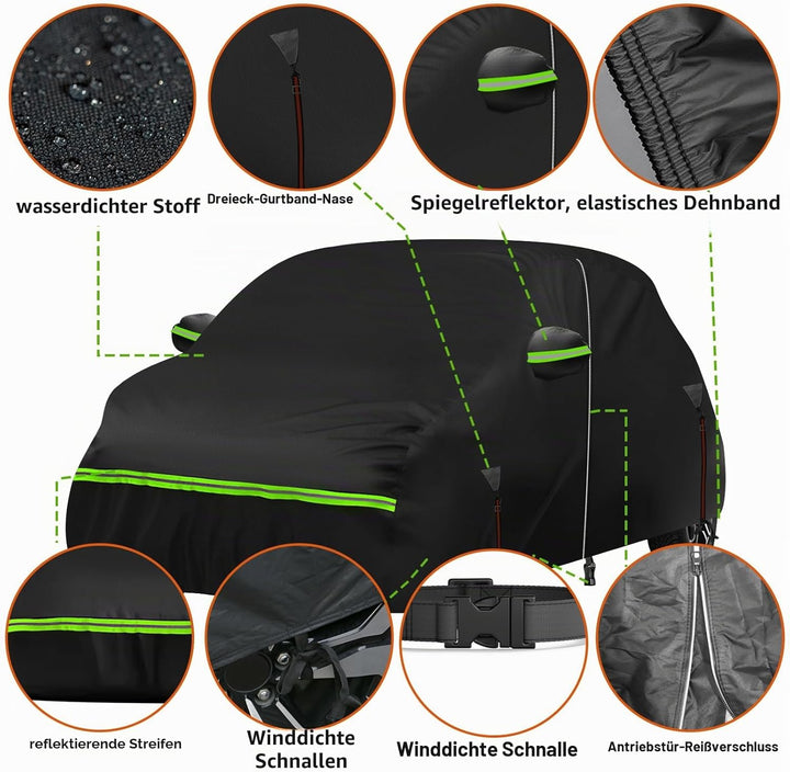 wasserdichte Autoabdeckung, kompatibel mit Smart Fortwo W453 2015–2024, 6 Schichten, Outdoor-Vollgar