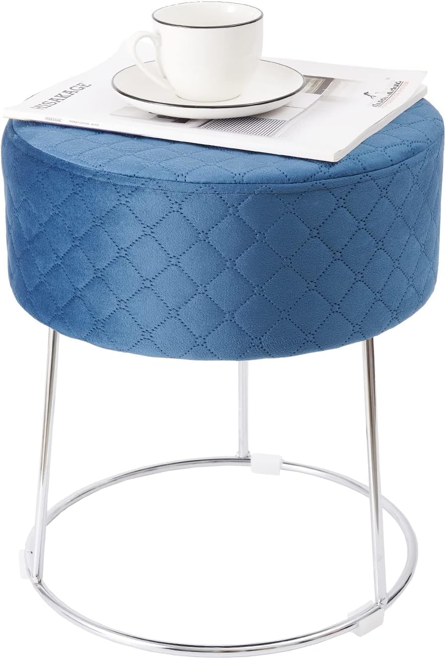 Zedelmaier Runder Velvet Hocker,Polsterhocker,Footrest Stool Ottoman,Samt Hocker bis zu 100 kg belas