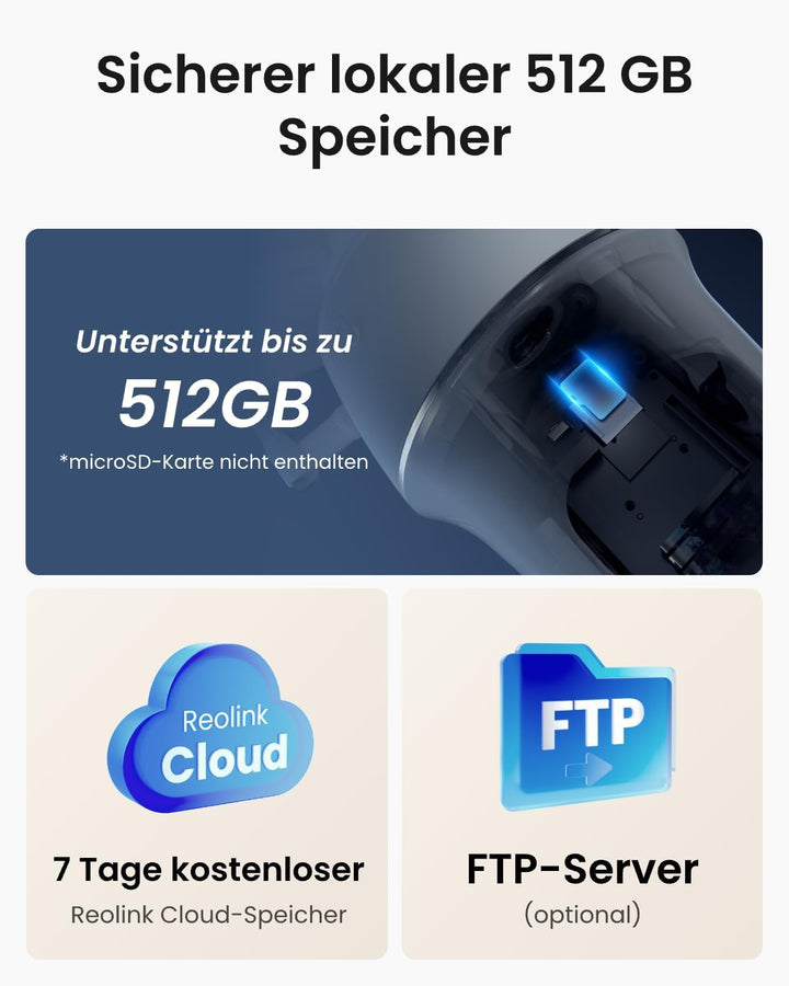 Reolink 4K 3G/4G LTE Überwachungskamera mit SIM Karte, 355°&amp;140° PTZ Solar Kamera Outdoor mit 8MP Fa